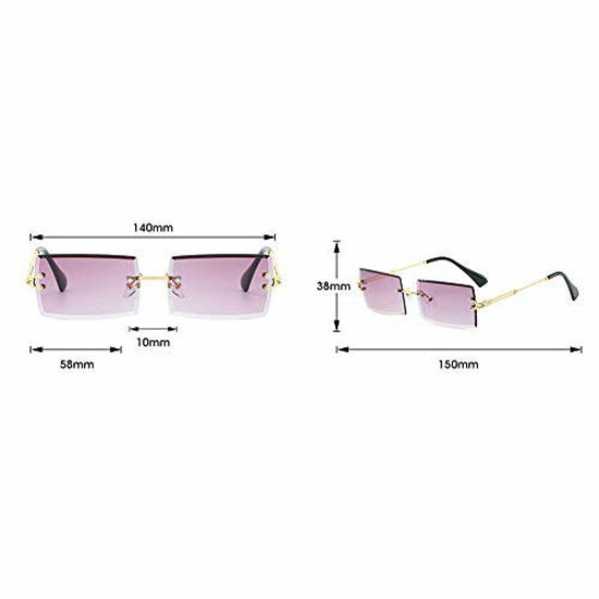 Picture of MINCL/Fashion Small Rectangle Sunglasses Women Ultralight Candy Color Rimless Ocean Sun Glasses (black)