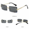 Picture of MINCL/Fashion Small Rectangle Sunglasses Women Ultralight Candy Color Rimless Ocean Sun Glasses (black)