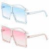 Picture of GRFISIA Square Oversized Sunglasses for Women Men Flat Top Fashion Shades (2pcs-clear blue- clear pink, 2.56)