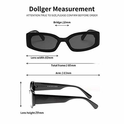 Picture of Dollger Rectangle Sunglasse For Women Trendy Retro 90s Sunglasses Square Chunky Black Sunglasses 2pcs