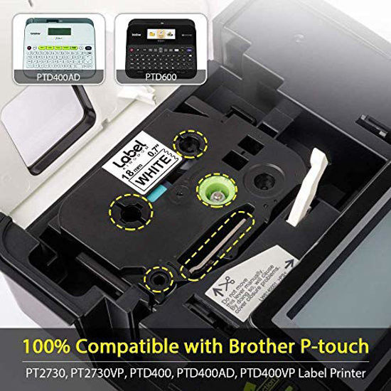10PK Black on White Label Tape Ribbon TZe241 TZ241 3/4'' for Brother PT-D400 