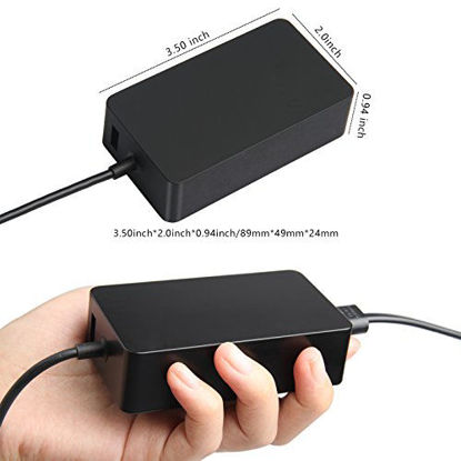 Picture of 48W 12V 3.6A Portable Charger for Microsoft Surface Pro 2 Surface Pro 1 & Surface RT Tablet, Windows 8 Tablet 1536 (with 5V/1A USB Charging 6Ft Power Cord)