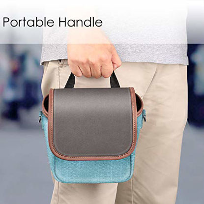 Picture of Fintie Carrying Case Compatible with Polaroid Originals OneStep+, Onestep 2 VF, Now I-Type Instant Film Camera - Premium Vegan Leather Travel Bag Pouch Removable Strap & Pocket (Denim Turquoise)