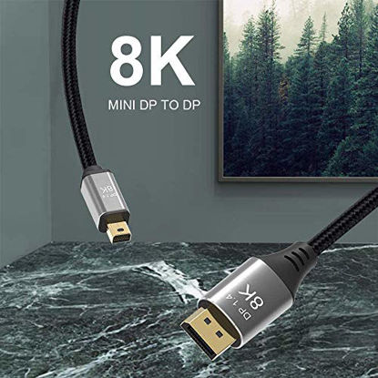 Picture of CABLEDECONN Mini DP to DisplayPort 8K Cable 8K(7680x4320)@60Hz 4K@144Hz DisplayPort 1.4 Bi-Directional Transmission DisplayPort to Mini DisplayPort 8K Cable 1M