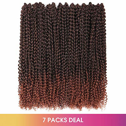 Picture of Toyotress Passion Twist Hair 22 Inch 7 Packs Water Wave For Butterfly Locs Ombre Brown Braiding Hair Extension (22'' 7Packs, T30#)
