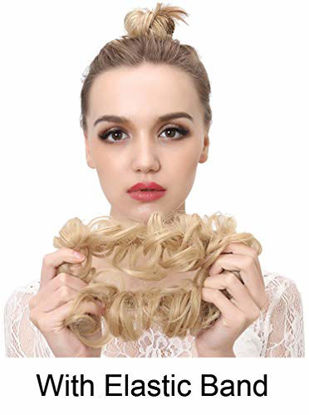 Picture of Messy Bun Hair Piece Thick Updo Scrunchies Synthetic Hair Extensions Ponytail Hair Wig Hairpiece Light Ash Blonde