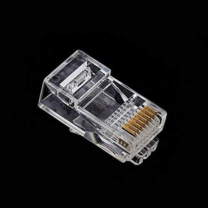 Picture of 1000 Pcs Cat5 RJ-45 Ends, Cat5 Connector, Cat6 / Cat5e RJ45 Connector, Ethernet Cable Crimp Connectors UTP Network Plug for Solid Wire and Standard Cable, Transparent,Bag of 1000