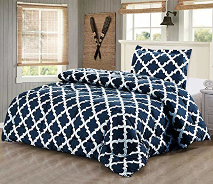 Picture of Utopia Bedding Printed Comforter Set (Twin/Twin XL, Navy) with 1 Pillow Sham - Luxurious Brushed Microfiber - Down Alternative Comforter - Soft and Comfortable - Machine Washable