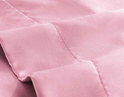Picture of Love's cabin Body Pillow Cover, 20x54 inches Pink Soft Satin Body Pillow case with Envelope Closure, Silky Slip Cooling Body Pillow Pillowcases for Hair and Skin