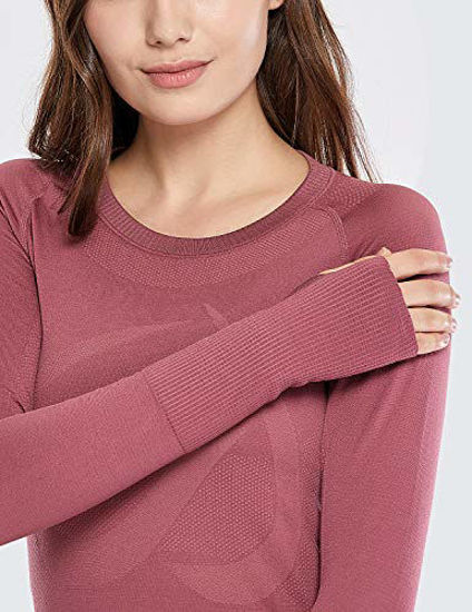 GetUSCart CRZ YOGA Women s Seamless Athletic Long Sleeves Sports