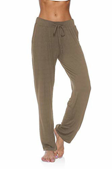 GetUSCart- DIBAOLONG Womens Yoga Pants Wide Leg Comfy Drawstring Loose  Straight Lounge Running Workout Legging Brown XXL