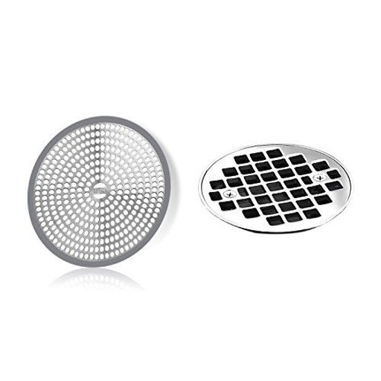Picture of LEKEYE Shower Hair Catcher Drain Protector Strainer-Steel & Silicone 2 Pack