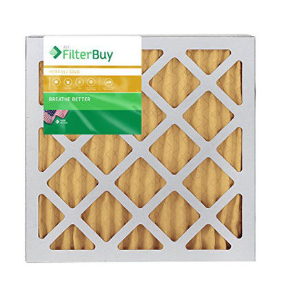 Picture of FilterBuy 8x16x1 MERV 11 Pleated AC Furnace Air Filter, (Pack of 2 Filters), 8x16x1 - Gold