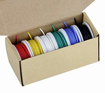 Picture of TUOFENG 24 Gauge Wire-Stranded Wire Kit-24 AWG Flexible Silicone Wire(6 Different Colored 30 Feet spools) 300V Hook up Wire Kit Tinned Copper Wire