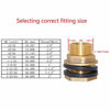 Picture of Joywayus 1pcs 3/8" Female 1/2" Male Soild Brass Water Tank Connector Bulkhead Tank Fitting with 2 Rubber Ring Stablizing