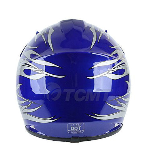 Picture of TCMT Dot Youth & Kids Motocross Offroad Street Helmet Blue Flame Motorcycle Youth Helmet Dirt Bike Motocross ATV Helmet+Goggles+Gloves S