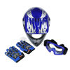 Picture of TCMT Dot Youth & Kids Motocross Offroad Street Helmet Blue Flame Motorcycle Youth Helmet Dirt Bike Motocross ATV Helmet+Goggles+Gloves S