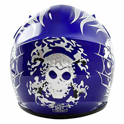 Picture of XFMT Youth Kids Motocross Offroad Street Dirt Bike Helmet Goggles Gloves Atv Mx Helmet Blue Skull L