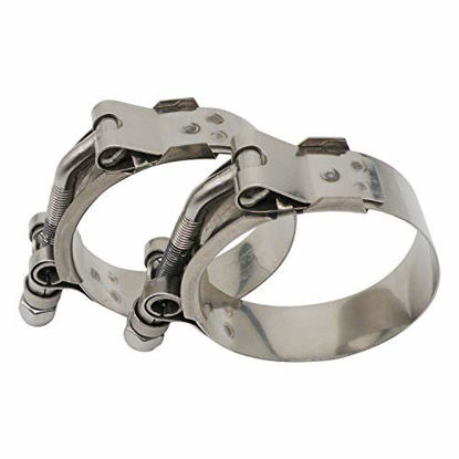 Picture of Roadformer 2.75" T-Bolt Hose Clamp - Working Range 75mm - 83mm for 2.75" Hose ID, Stainless Steel Bolt, Stainless Steel Band Floating Bridge and Nylon Insert Locknut (75mm - 83mm, 2 pack)
