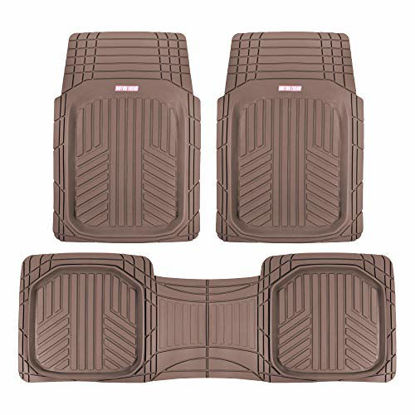Picture of Motor Trend Deep Dish All-Climate Rubber Floor Mats - Performance Plus Heavy Duty Liners - 3-Piece Set - Thick, Odorless & All Weather (Brown), Model Number: OF-933-BW
