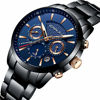 Picture of CRRJU Men's Stainless Steel Watches Big Blue Face Luxury Business Chronograph Quartz Waterproof Wristwatch