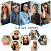 Picture of SOJOS Small Retro Round Polarized Sunglasses UV400 Double Bridge Sunnies SUNSET SJ1104 with Silver Frame/Shiny Crystal Rim/Silver Mirrored Lens