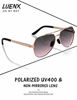 Picture of LUENX Women Aviator Sunglasses Polarized Shades Flexible Spring Hinge - Gradient Black Red Lens Rose Gold Metal Frame 60MM