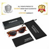 Picture of YOSHYA Retro Vintage Narrow Cat Eye Sunglasses for Women Clout Goggles Plastic Frame (Leoaprd Grey + Clear Blue / Blue)