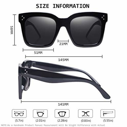 Picture of TAOTAOQI Vintage Women Oversized Sunglasses Designer Luxury Square Sun Glasses UV400 Protection Flat Lens (2 Pack (Black Frame Grey Lens/Black Frame Grey Lens))