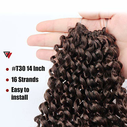 Picture of 14 Inch 7 Packs Toyotress Passion Twist Hair Water Wave Crochet Braids Hair Ombre Brown Synthetic Braiding Hair Extension (14'' 7Packs, T30#)