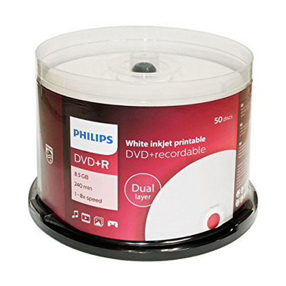 Picture of PHILIPS DVD+R 8.5G INKJET DUAL, LAYER,CAKE BOX, 50PKS, 600/CRN A2