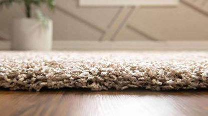 Picture of Unique Loom Solo Solid Shag Collection Modern Plush Taupe Area Rug (2' 0 x 3' 0)