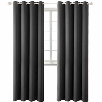 Picture of BGment Blackout Curtains - Grommet Thermal Insulated Room Darkening Bedroom and Living Room Curtain, Set of 2 Panels (52 x 84 Inch, Dark Grey)