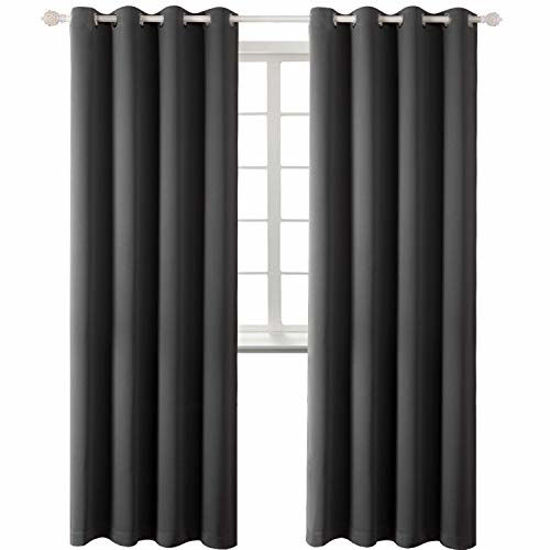 Picture of BGment Blackout Curtains - Grommet Thermal Insulated Room Darkening Bedroom and Living Room Curtain, Set of 2 Panels (52 x 84 Inch, Dark Grey)