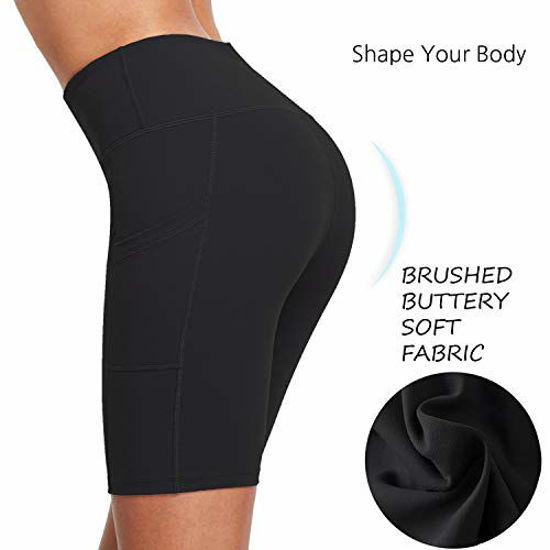 GetUSCart- BALEAF Women's 8 Buttery Soft Biker Yoga Shorts High Waisted  Workout Compression Pocketed Shorts Black Size M