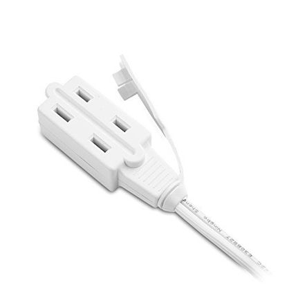 Picture of Cable Matters 2-Pack 16 AWG 2 Prong Extension Cord (3 Outlet Extension Cord) with Tamper Guard White in 6 Feet