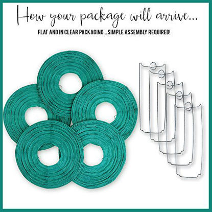 Picture of Just Artifacts 20-Inch Teal Blue Green Chinese Japanese Paper Lanterns (Set of 5, Teal Blue Green)