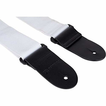 Picture of Protec Guitar Strap featuring Thick Leather Ends and Pick Pocket, White