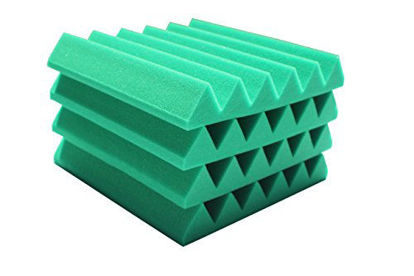Picture of Soundproofing Acoustic Studio Foam - Kelly Green Color - Wedge Style Panels 12x12x2 Tiles - 4 Pack
