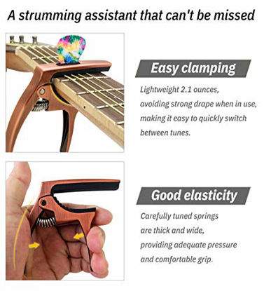 Picture of TANMUS 3in1 Guitar Capo for Acoustic and Electric Guitars,2 Pack(with Pick Holder and 4Picks),Ukulele,Guitar Accessories