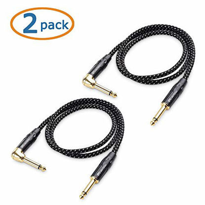Picture of Cable Matters 2 Pack 1/4 Inch TS Straight to Right Angle Guitar Cable, 1/4 Instrument Cable - 3 Feet