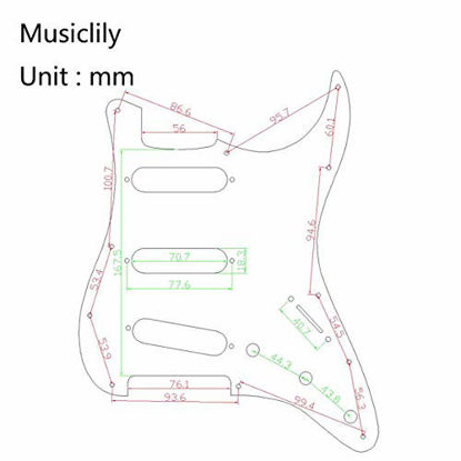Picture of Musiclily SSS 11 Hole Strat Guitar Pickguard for Fender USA/Mexican Made Standard Stratocaster Modern Style, 1Ply Silver Mirror Acrylic