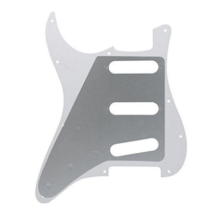 Picture of IKN 11 Hole SSS Electric Guitar Strat Pickguard Backplate with Screws for Fender Standard Stratocaster Modern Style Guitar Parts, 4Ply Light Blue Pearl
