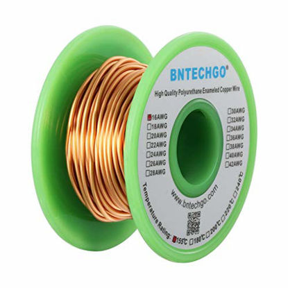 Picture of BNTECHGO 16 AWG Magnet Wire - Enameled Copper Wire - Enameled Magnet Winding Wire - 4 oz - 0.0492" Diameter 1 Spool Coil Natural Temperature Rating 155 Widely Used for Transformers Inductors