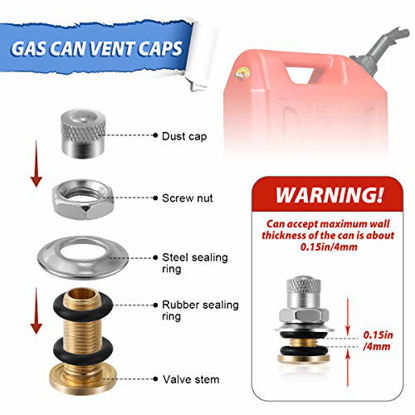 Picture of Magicfour Fuel Gas Can Vent Caps, 6 Pack Fuel Gas Can Vent Caps Gas Can Replacement Vent Plug Gas Jug Vent Caps for Gas Fuel Water Can Jug to Allow Faster Flowing