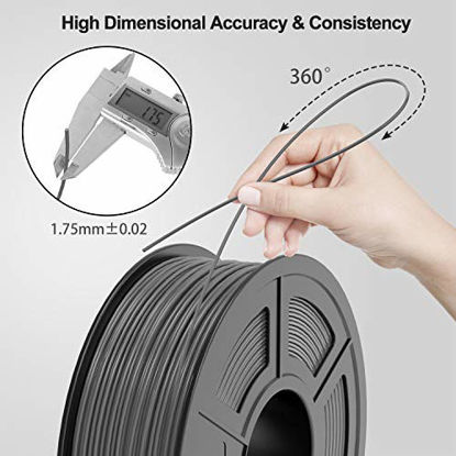 Picture of TECBEARS PLA 3D Printer Filament 1.75mm Gray, Dimensional Accuracy +/- 0.02 mm, 1 Kg Spool, Pack of 1
