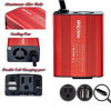 Picture of Bapdas 150W Car Power Inverter DC 12V to 110V AC Car Converter with 3.1A Dual USB Car Adapter-Red