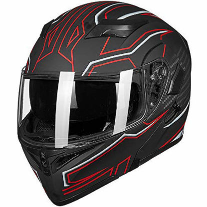 Picture of ILM Motorcycle Dual Visor Flip up Modular Full Face Helmet DOT 6 Colors (M, YELLOW)