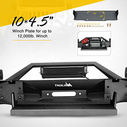 Picture of Nilight Front Bumper w/Winch Plate & 1X 72W Nilight LED light bar & 2 x 18W LED Work Light Pod & License plate bracket for 2018+ Jeep Wrangler JL