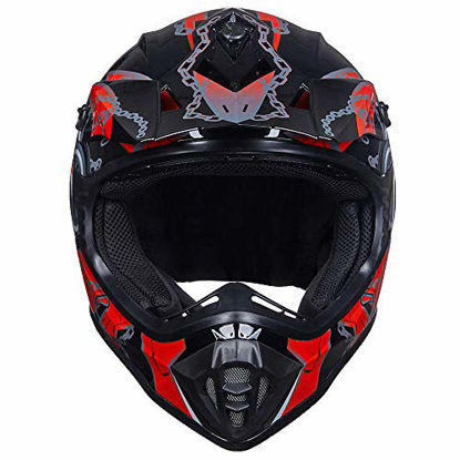 Picture of ILM Adult Youth Kids ATV Motocross Dirt Bike Motorcycle BMX MX Downhill Off-Road Helmet DOT Approved (RED Black, Youth-S)